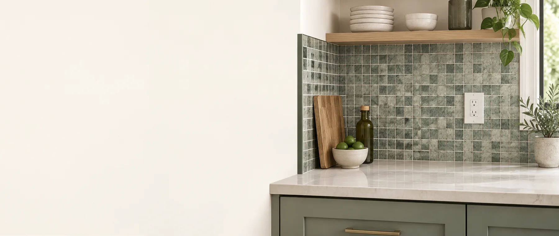Backsplash tile materials and measuring setup