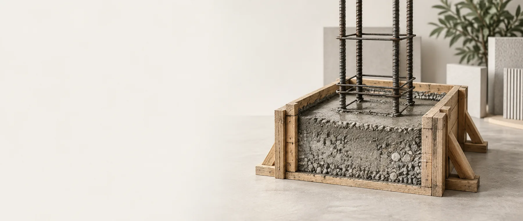 Concrete footing materials and measuring setup