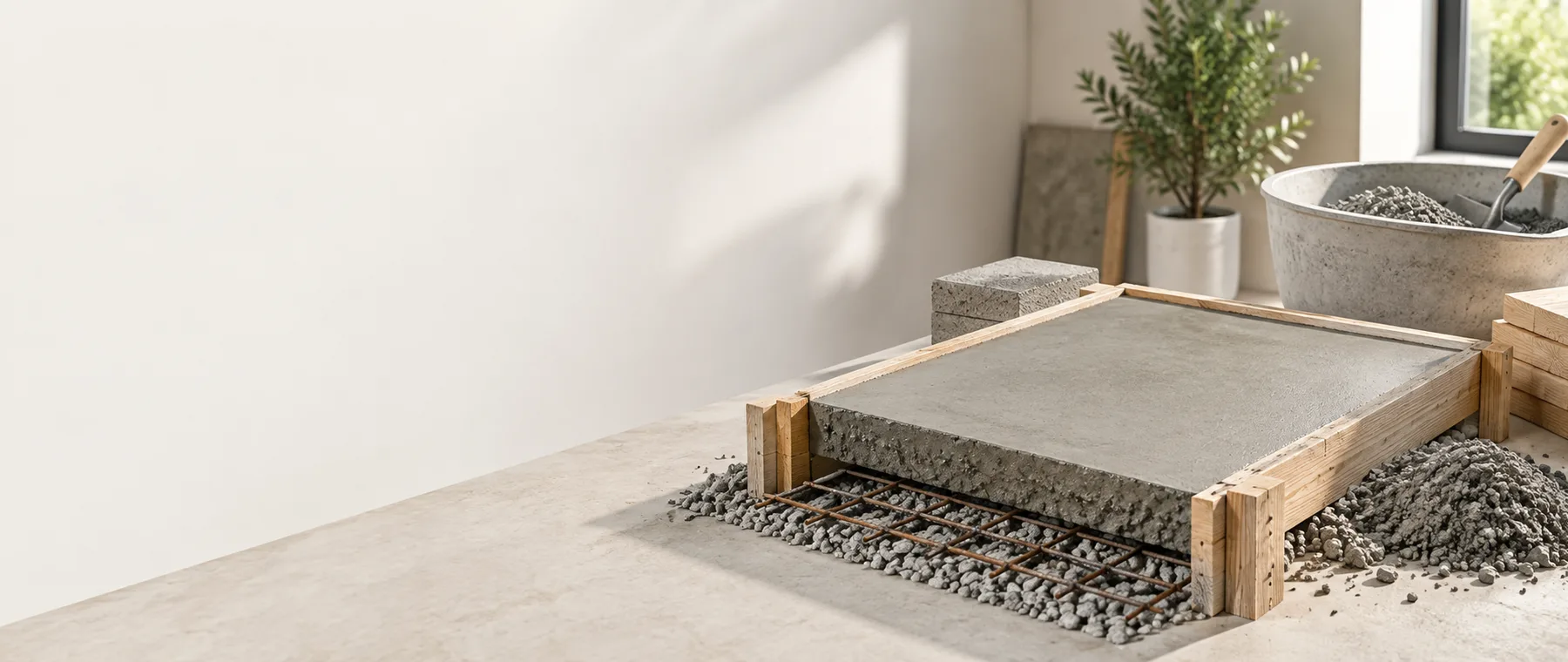 Slab cost materials and measuring setup