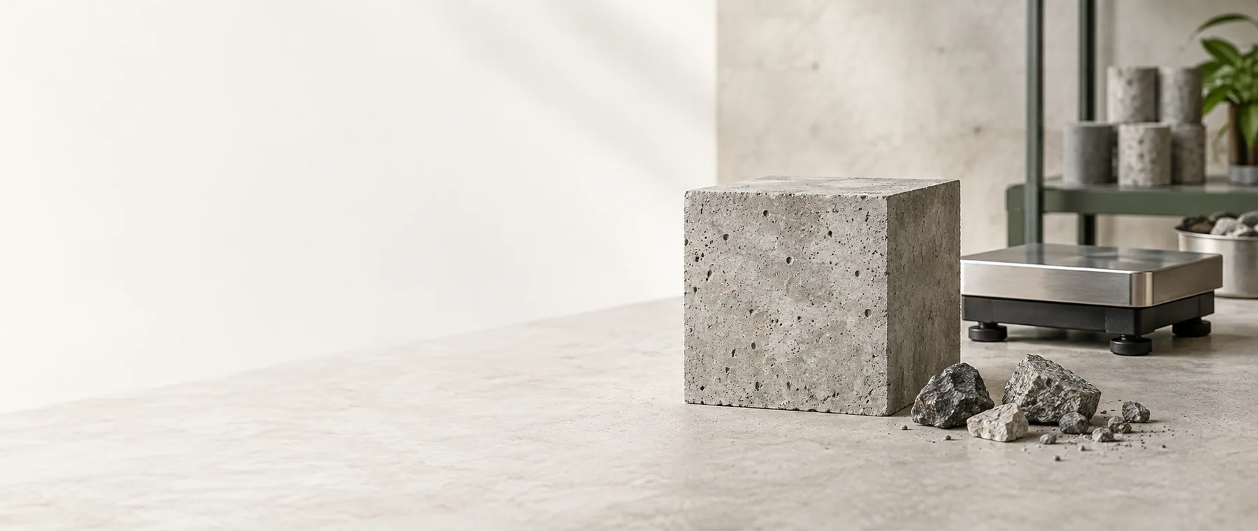 Concrete weight materials and measuring setup