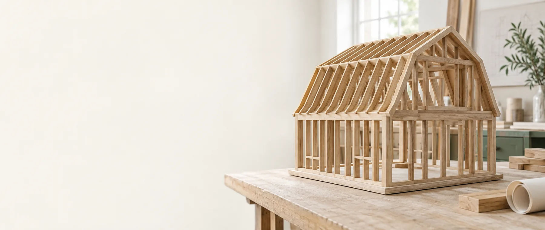 Gambrel roof materials and measuring setup