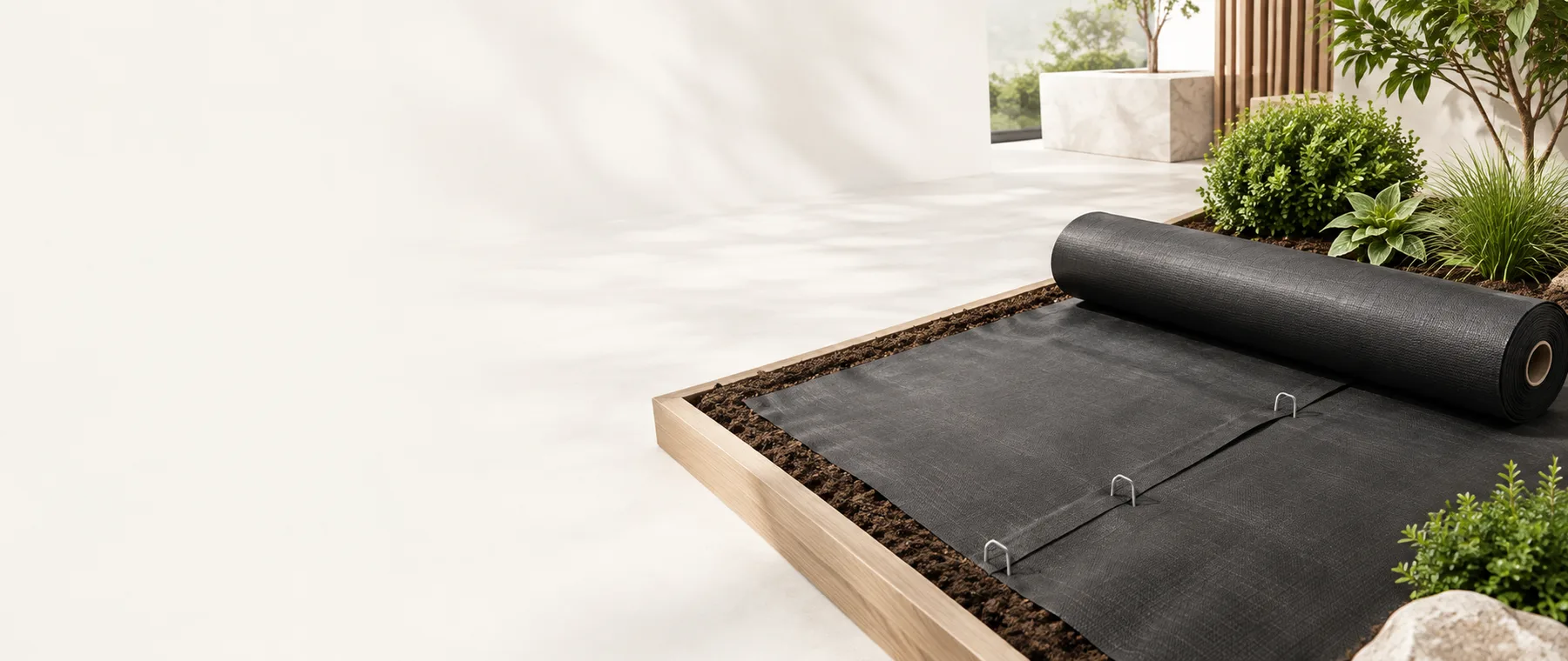 Landscape fabric materials and measuring setup