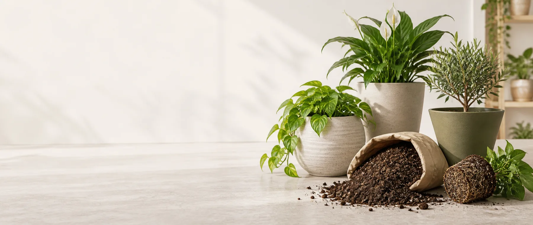 Potting soil materials and measuring setup
